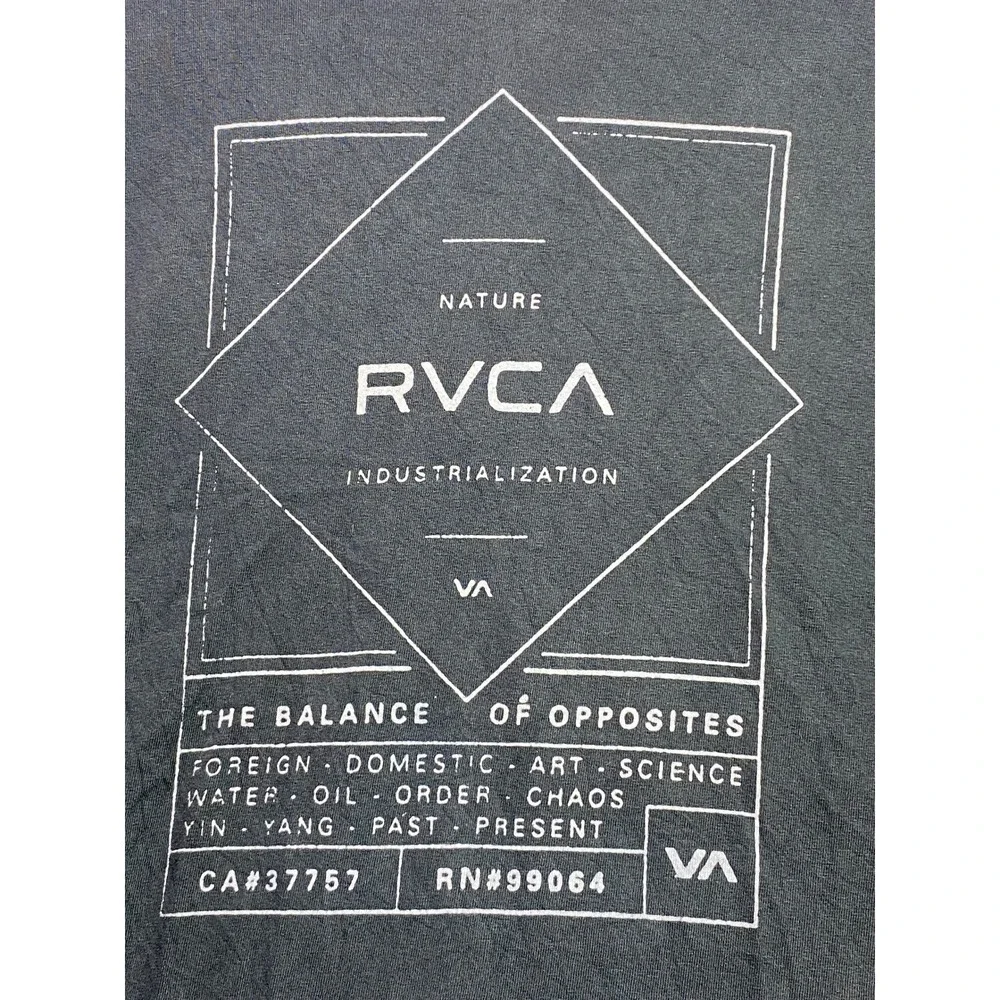 RVCA Shirt Mens Medium Skate Spell Out AOP Graphic Grunge Streetwear Everyday